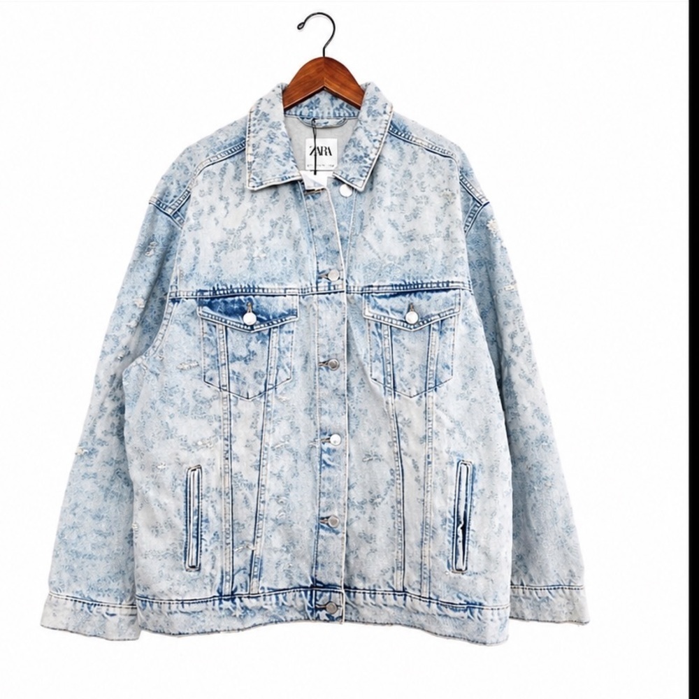 Zara Acid Wash Denim Jacket M/L Oversized | Spring Layer | Vintage Style